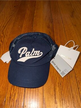 Palm Angels Navy Mesh Logo Cap